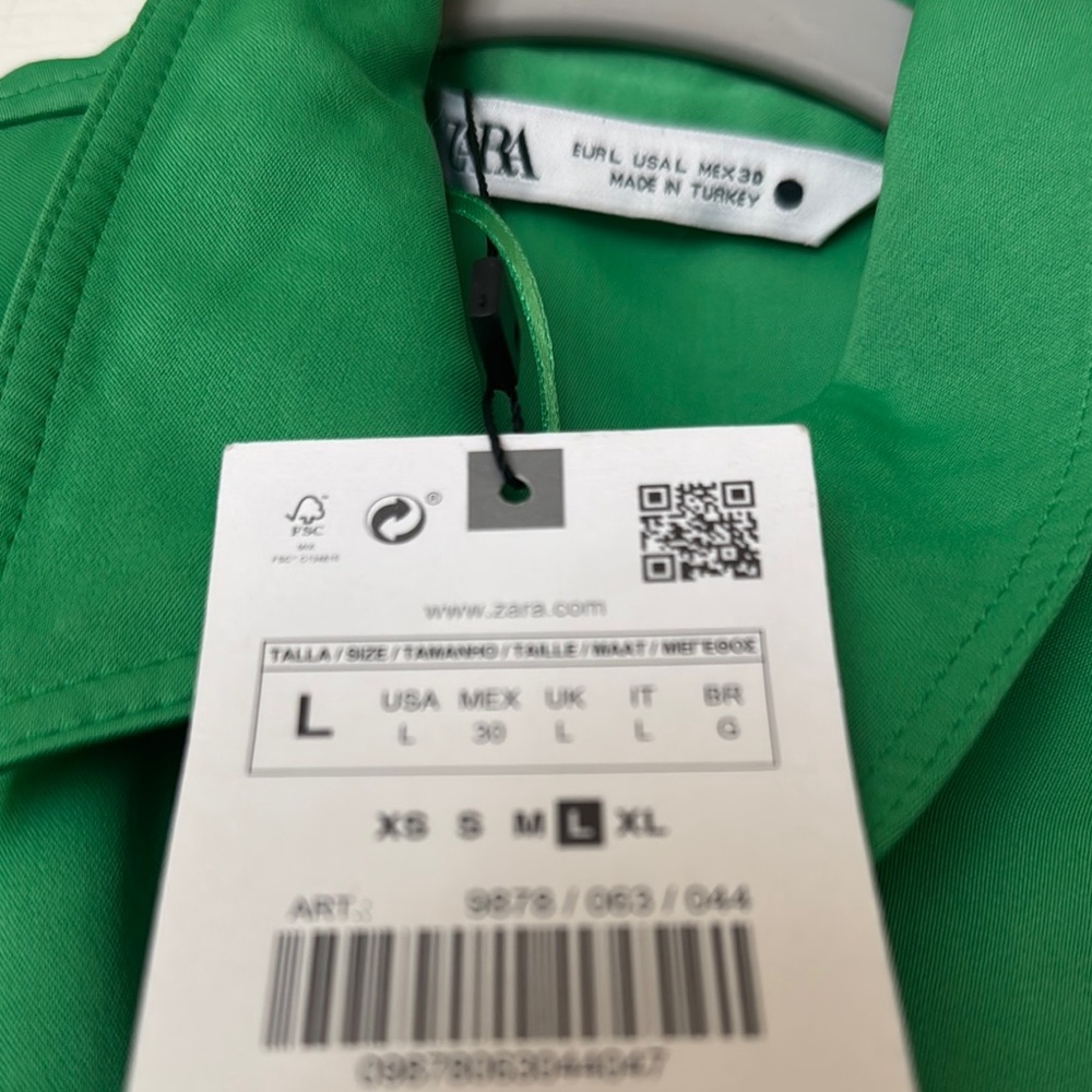 Zara satin effect Green Shirt - Picture 3 of 4